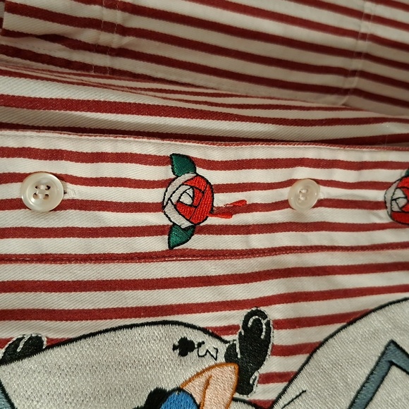 Disney Women's Striped Red Alice in Wonderland Embroidered Shirt (Size L) - Picture 7 of 9